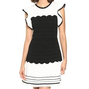 Shoshanna Anthropologie Tami dress fit and flare flutter sleeve - Small